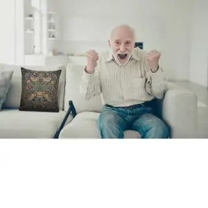 Strawberry Blue Belgian Woven Cushion Cover - 16 x 16" Hand Finished Square Pillow for Living Room - Decorative Throw Accent Pillow Cover for Sofa Bed & Couch - Cushion Cover for Indoor Use