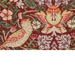 Strawberry Red Belgian Woven Cushion Cover - 16 x16" Hand Finished Square Pillow for Living Room - Decorative Throw Accent Pillow Cover for Sofa Bed & Couch - Cushion Cover for Indoor Use