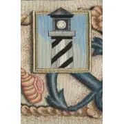 Light House and Sea Shells Small Blue Tassel Tapestry Table Mat | Close Up 1