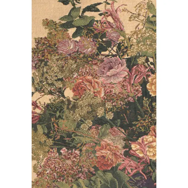 Floral Congregation Beige Belgian Tapestry Wall Hanging - 39 in. x 38 in. cotton/viscose/Polyamide by James Lee | Close Up 1