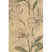 White Amaryllis Large Belgian Tapestry Wall Hanging - 27 in. x 56 in. cotton/viscose/Polyamide by Fabrice de Villeneuve | Close Up 1