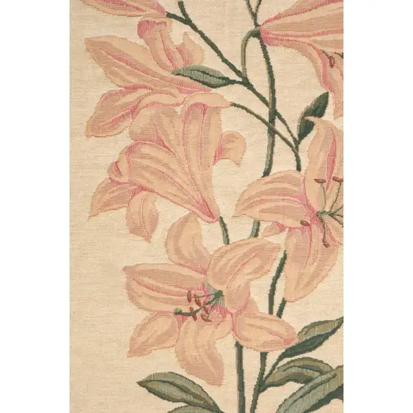 Pink Amaryllis Belgian Tapestry Wall Hanging | Close Up 1