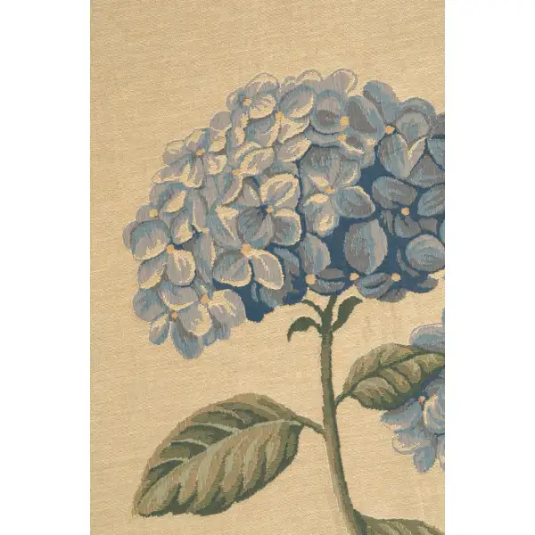 Blue Hydrangea Large Belgian Tapestry Wall Hanging - 27 in. x 56 in. cotton/viscose/Polyamide by Fabrice de Villeneuve | Close Up 1