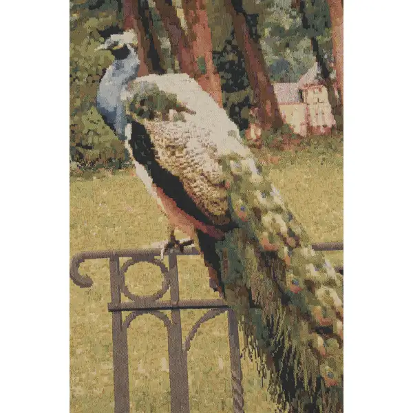 Peacock Manor With Acanthe Border Belgian Tapestry Wall Hanging - 86 in. x 64 in. Cotton/Viscose/Polyester by Charlotte Home Furnishings | Close Up 2