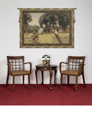 Peacock Manor with Acanthe Border Belgian Wall Tapestry