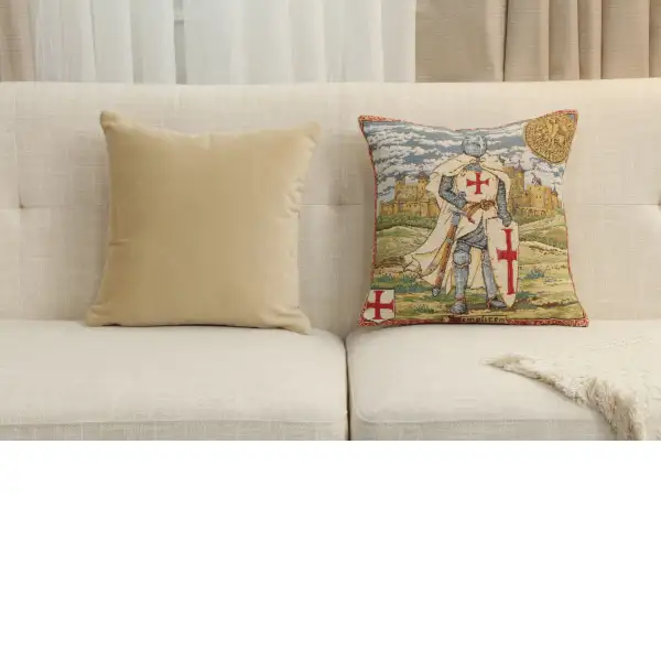 Templier III Belgian Cushion Cover - 13 in. x 13 in. Cotton by Charlotte Home Furnishings Inc | Close Up 5