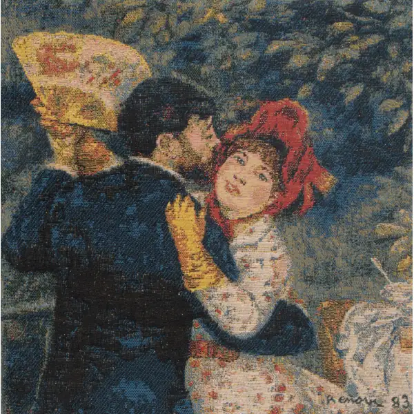 Danse A La Campagne Belgian Cushion Cover - 13 in. x 13 in. Cotton/Viscose/Polyester by Pierre- Auguste Renoir | Close Up 1