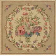 Bouquet Floral Beige Belgian Cushion Cover - 18 in. x 18 in. Cotton/Viscose/Polyester by Charlotte Home Furnishings | Close Up 1