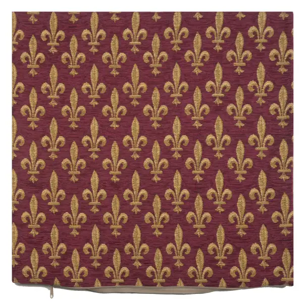 Fleur De Lys Rouge IV Belgian Cushion Cover - 18 in. x 18 in. SoftCottonChenille by Charlotte Home Furnishings | Close Up 1