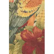 Floral Parrot With Squares Belgian Tapestry Wall Hanging - 55 in. x 55 in. Cotton/Polyester/Viscose by Albert Williams | Close Up 2