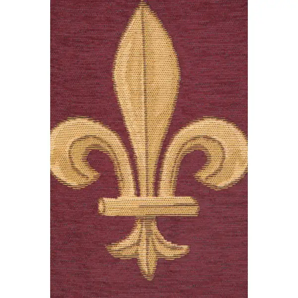Fleur De Lys Red III Belgian Table Runner - 12 in. x 48 in. Cotton by Charlotte Home Furnishings | Close Up 2