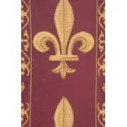 Fleur De Lys Red VI Belgian Table Runner | Close Up 2