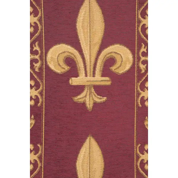 Fleur De Lys Red VI Belgian Table Runner | Close Up 2