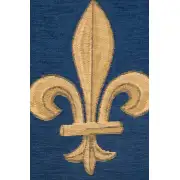 Fleur De Lys Blue VII Belgian Table Runner | Close Up 1