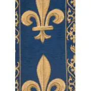 Fleur De Lys Blue VII Belgian Table Runner | Close Up 2