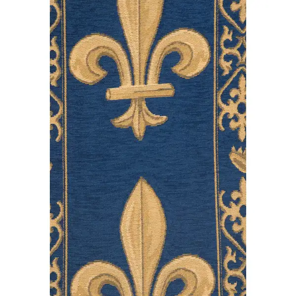 Fleur De Lys Blue VII Belgian Table Runner | Close Up 2