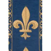 Fleur De Lys Blue V Belgian Table Runner | Close Up 1