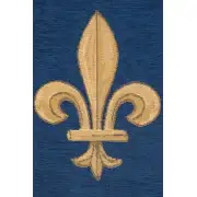 Fleur De Lys Blue V Belgian Table Runner | Close Up 2