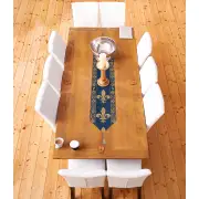 Fleur De Lys Blue V Belgian Table Runner | Life Style 1