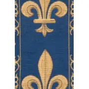 Fleur de Lys Blue VI Belgian Table Runner | Close Up 2