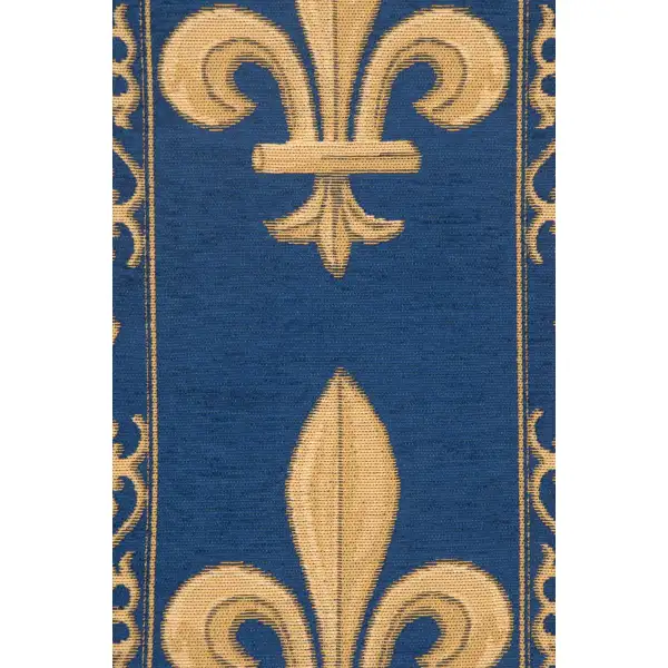 Fleur de Lys Blue VI Belgian Table Runner | Close Up 2