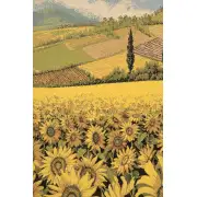 Tuscan Sunflower Wide Landscape Italian Tapestry | Close Up 1