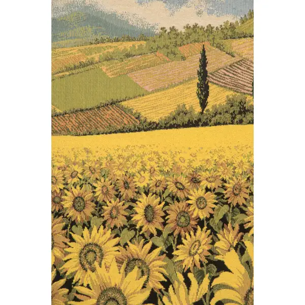 Tuscan Sunflower Wide Landscape Italian Tapestry - 53 in. x 25 in. Cotton/Viscose/Polyester by Alberto Passini | Close Up 1