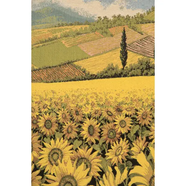 Tuscan Sunflower Wide Landscape Italian Tapestry | Close Up 1