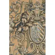 Heraldic Taupe Belgian Tapestry Wall Hanging | Close Up 1