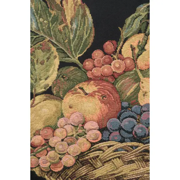 Fruit Basket Black Belgian Tapestry Wall Hanging | Close Up 1