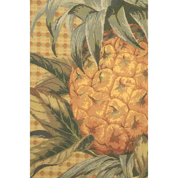 Tropical Pineapple Square Belgian Tapestry Wall Hanging - 54 in. x 56 in. Cotton/Viscose/Polyester/Mercurise by Charlotte Home Furnishings | Close Up 1