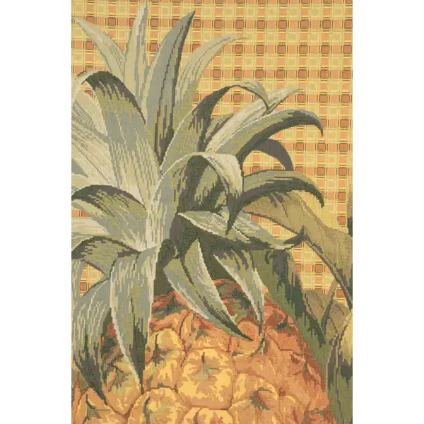 Tropical Pineapple Square Belgian Tapestry Wall Hanging - 54 in. x 56 in. Cotton/Viscose/Polyester/Mercurise by Charlotte Home Furnishings | Close Up 2