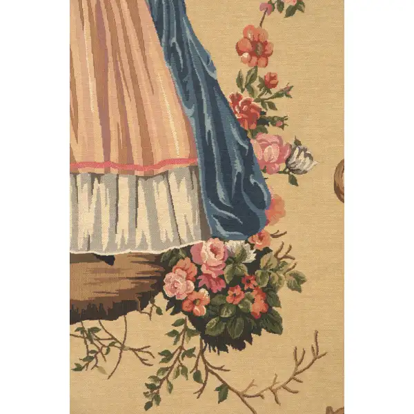 A Lady Waiting Belgian Tapestry Wall Hanging | Close Up 1