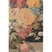 Elegant Floral  Masterpiece Black Belgian Tapestry Wall Hanging | Close Up 1