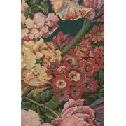 Brussels Bouquet Green I Belgian Tapestry Wall Hanging - 50 in. x 56 in. Cotton by Jan Brueghel de Velours | Close Up 1