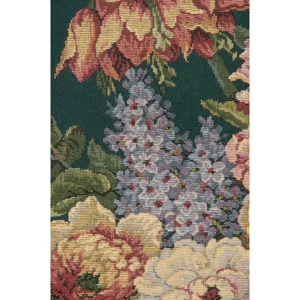 Brussels Bouquet Green I Belgian Tapestry Wall Hanging | Close Up 2