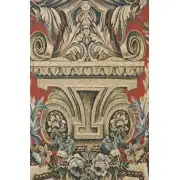Heraldic Red Small Belgian Tapestry Wall Hanging | Close Up 2