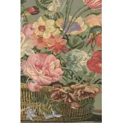 Flower Basket Green II Belgian Tapestry Wall Hanging | Close Up 2