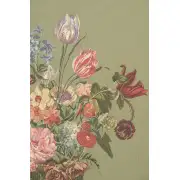 Flower Basket Green Small Belgian Tapestry Wall Hanging | Close Up 2