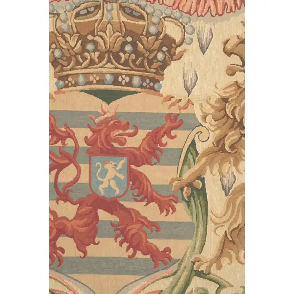 Lion Crest Beige Large Belgian Tapestry Wall Hanging - 75 in. x 55 in. Cotton/Treveria/Viscose/polyester/Mercurise by Charlotte Home Furnishings Inc | Close Up 2