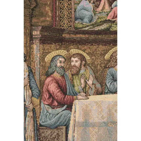 Last Supper By Rosselli Italian Tapestry - 53 in. x 35 in. Cotton/viscose/goldthreadembellishments by Cosimo Rosselli | Close Up 1