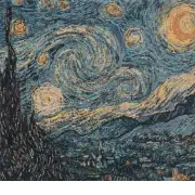 Van Gogh's Starry Night Small Belgian Cushion Cover - 14 in. x 14 in. Cotton/Viscose/Polyester by Vincent Van Gogh | Close Up 1