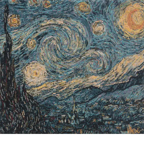 Van Gogh's Starry Night Small Belgian Cushion Cover - 14 in. x 14 in. Cotton/Viscose/Polyester by Vincent Van Gogh | Close Up 1