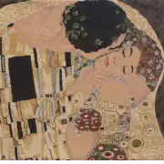 Klimt's Le Baiser Belgian Cushion Cover - 18 in. x 18 in. Cotton/viscose/goldthreadembellishments by Gustav Klimt | Close Up 1