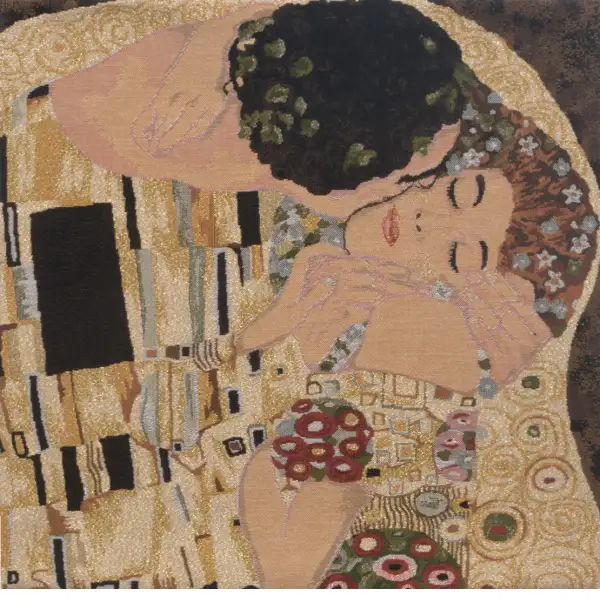 Klimt's Le Baiser Belgian Cushion Cover - 18 in. x 18 in. Cotton/viscose/goldthreadembellishments by Gustav Klimt | Close Up 1