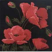 Poppies Large Belgian Cushion Cover - 18 in. x 18 in. Cotton/Viscose/Polyester by Charlotte Home Furnishings | Close Up 1