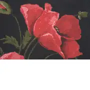 Poppies Large Belgian Cushion Cover - 18 in. x 18 in. Cotton/Viscose/Polyester by Charlotte Home Furnishings | Close Up 3