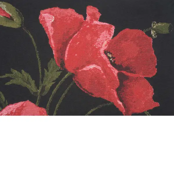 Poppies Large Belgian Cushion Cover - 18 in. x 18 in. Cotton/Viscose/Polyester by Charlotte Home Furnishings | Close Up 3