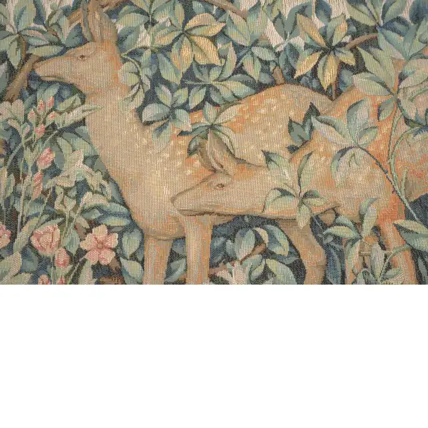 C Charlotte Home Furnishings Inc Two Does in A Forest Large French Tapestry Cushion - 19 in. x 19 in. Cotton by William Morris | Close Up 2