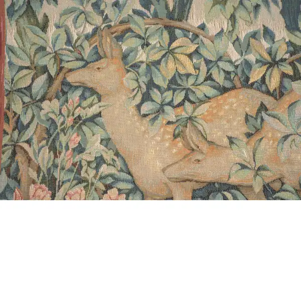 C Charlotte Home Furnishings Inc Two Does in A Forest Large French Tapestry Cushion - 19 in. x 19 in. Cotton by William Morris | Close Up 3